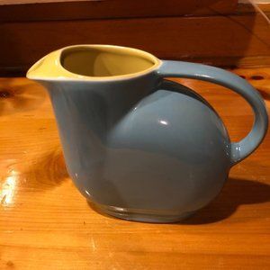 Vintage Hall China for Westinghouse Blue/Yellow Pottery Pitcher USA Cat Shape